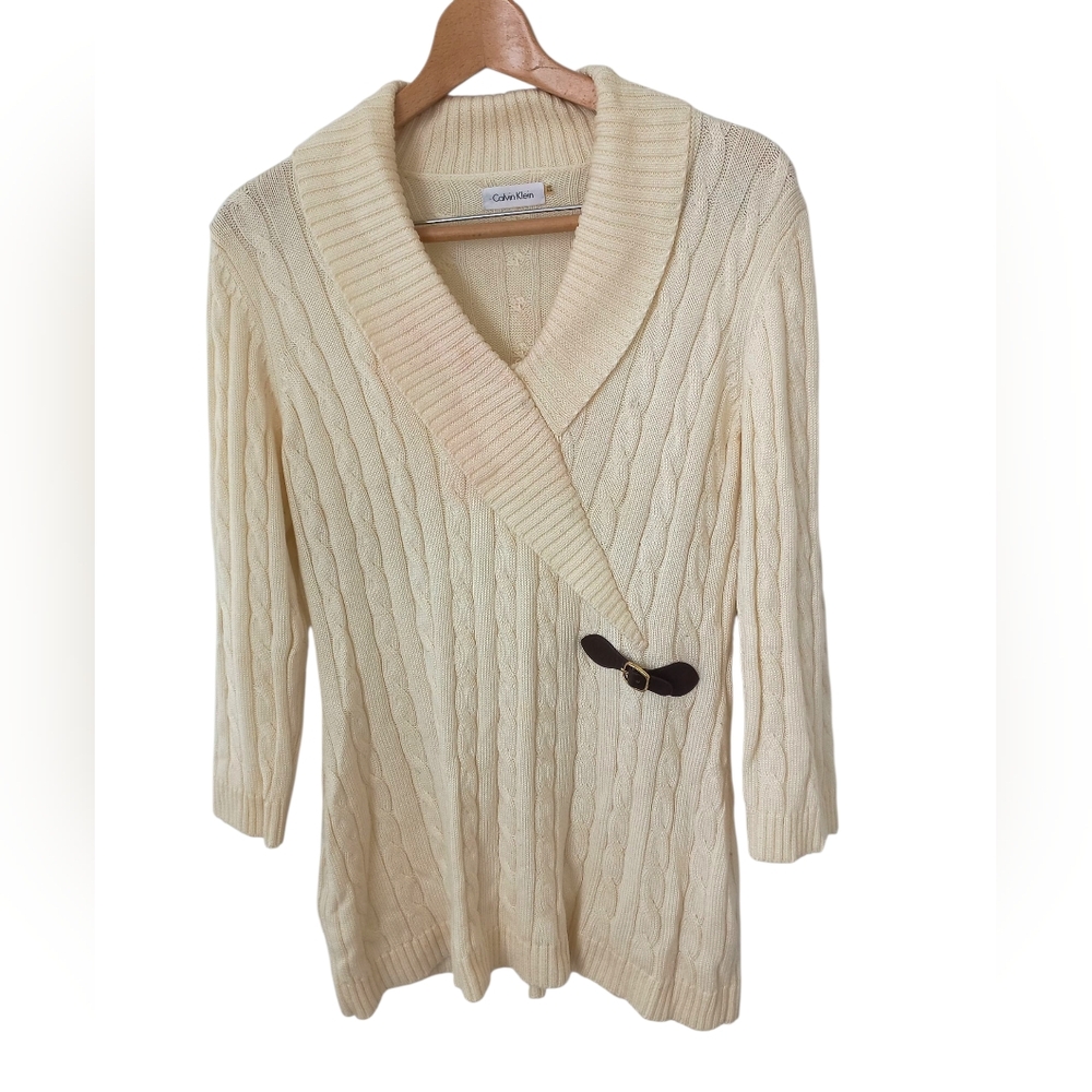 Calvin Klein Women's Cream Cable Knit Sweater